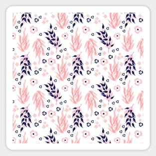 Floral Pink Navy Pattern Sticker